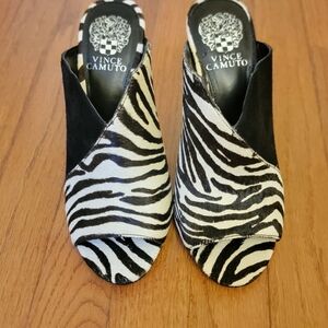Vince Camuto Zebra Print Mules